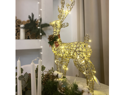 Олень светодиодный светящийся золотой 50 см