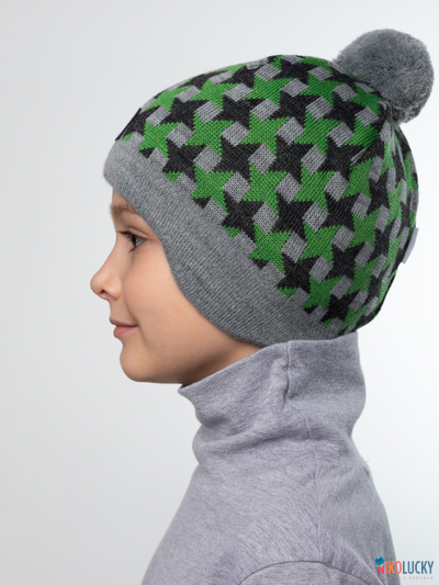 Шапка  21201-07, цвет серый,зеленый р. 54-56