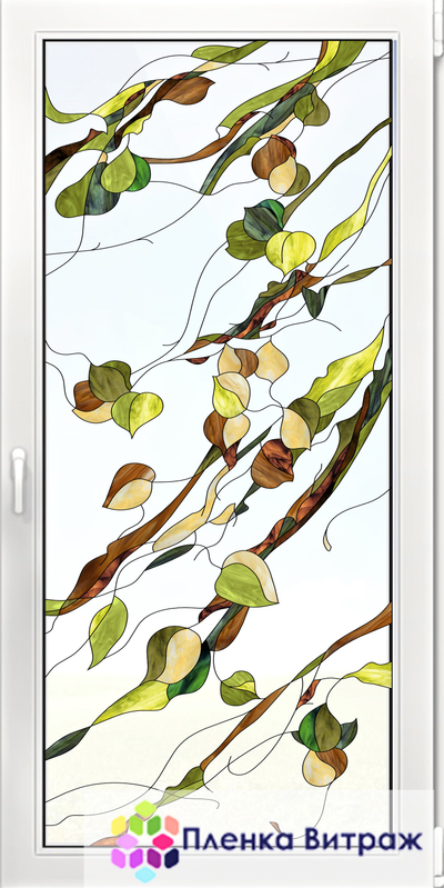 Витражная пленка на окна самоклеящаяся пленка витражная пленка на стекло пленка витраж с листьями