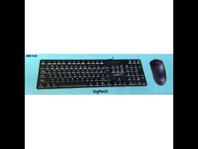 клавиатура+мышь проводная Logitech MK120 (наклейки с русскими буквами)