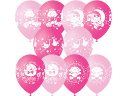 Воздушный шар "С рождением ребенка. Розовый" 5-сторонний (Мексика) 30см.