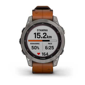 GARMIN FENIX 7 Sapphire Solar титановые серые с коричневым кожаным ремешком на Умном Гаджете
