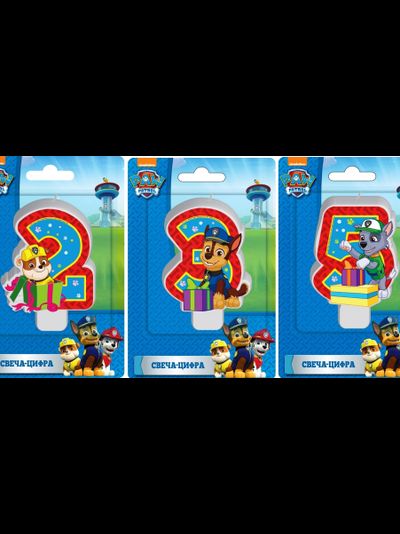 Свеча Цифра &quot;Щенячий патруль&quot; МИКС