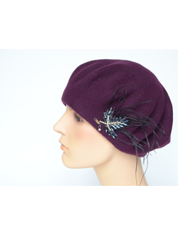 Vizio Италия 1011 BL берет фетр с перьями