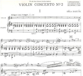 Bartok. Concerto №2 for violin and orchestra: for violin and piano