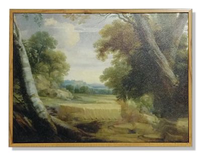 Картина интерьерная на холсте с рамой &quot;Вид на поле с урожаем, 1635&quot;