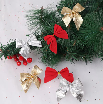 Бантик, цвет серебро, размер 5*4 см, цена за 1 шт