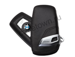 Черный кожаный чехол на ключ бмв