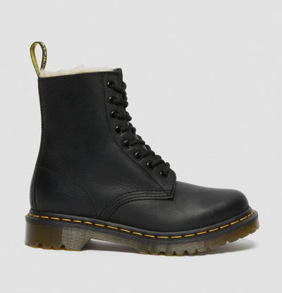 Ботинки Dr Martens 1460 Serena Faux Fur Wyoming Black черные с мехом