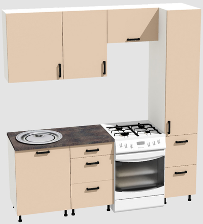 Кухня Эконом 1,5 метра с колонкой (1100х400) Цвет: Фон бежевый/Фон бежевый