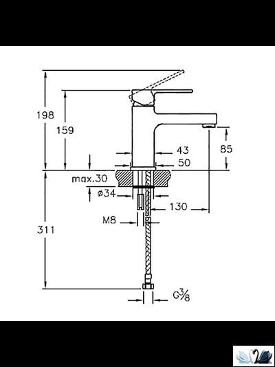 Смеситель Vitra Q-line для раковины A40775EXP