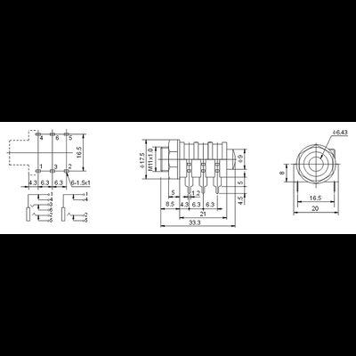Гнездо «под Джек» (Jack 6,35 мм) CK-6.35-35
