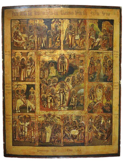 Икона `Воскресение Христово с Двунадесятыми Праздниками`