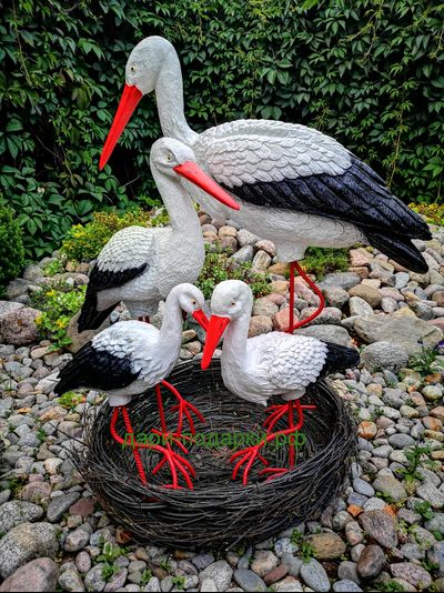 Аисты в гнезде Большая семья (Аист-70см, Аист-72см, Аист-80см, Аист-115см) Аист - является символом новой жизни. Согласно русским народным поверьям, аист - птица, счастье в Ваш дом. Также аист покровительствует рождению детей.