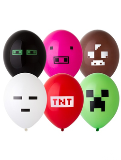 Шар с рисунком 14" Пиксели (6шт)