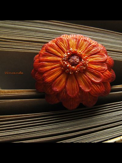 Необычное кольцо-цветок &quot;Мандариновая Календула&quot;. Кольцо-календула