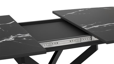 Стол обеденный Ниагара Тип 1 Черный муар/Стекло матовое черный мрамор