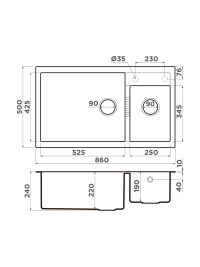 Мойка OMOIKIRI TEDORI 86-2-LB-BL