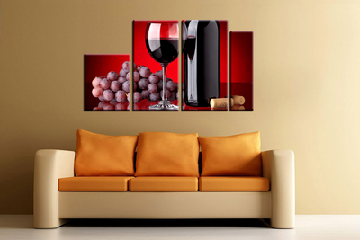 Модульная картина "Вино и виноград"