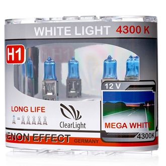 Лампа автомобильная галогенная Clearlight - H1 WhiteLight 4300K (12v 55w)