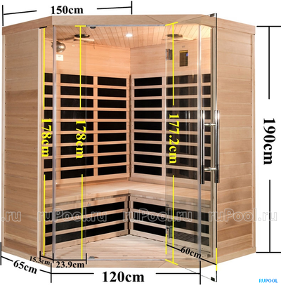 Инфракрасная сауна (кабина) SaunaMagic Glass Corner Medium