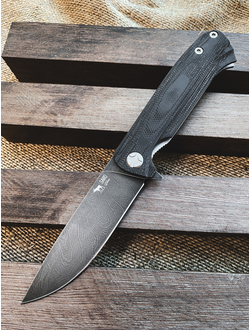 Складной нож Чиж NEXT дамаск, рукоять G10, цвет черный