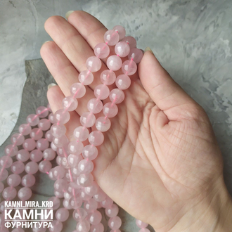 Розовый кварц мстр.Мадагаскар, шары без тонировки 10,1-10,5 мм, цена за нить 19 см