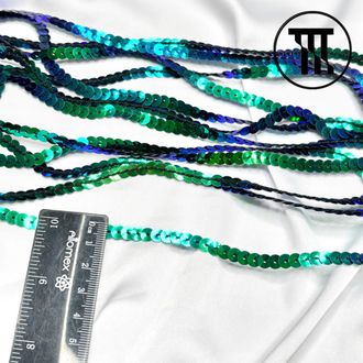 Пайетки на нитке, цв. Сине-зеленый (голограмма)