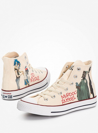 Кеды Converse x FAB LAB: Gorillaz высокие бежевого цвета