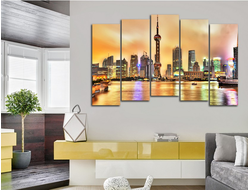 Модульная картина "Вечерний Шанхай"