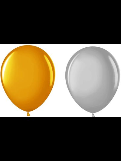 Шар 10&quot;/25см Золото/Серебро, ВВ, 100 шт