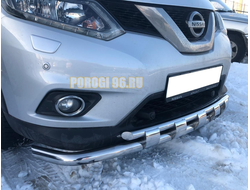 Защита переднего бампера двойная с перемычками d60/42 для Nissan X-trail T32 (2015-)