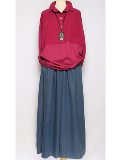 Рубашка "Вельвет с трикотажем2" малина до р.56