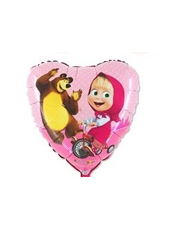 Шар 45 см Сердце "Маша и Медведь", Италия