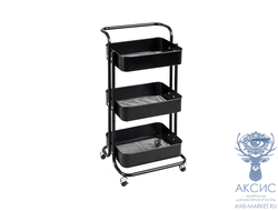 Тележка для косметологов CY504 с ручкой, 3 полки, черный