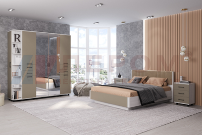 Композиция спальни ГРЕЙС корпус Снежный Ясень/фасад Латте Матовый