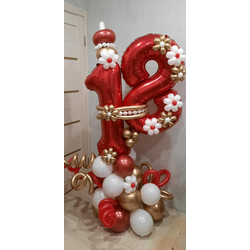 КОМПОЗИЦИЯ ИЗ ШАРОВ "Цифры на стойке. Красный"