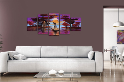 Модульная картина "Человек на лодке"