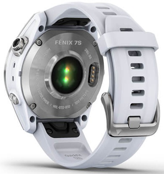 Умные часы Garmin Fenix 7s серебристый с белым силиконовым ремешком