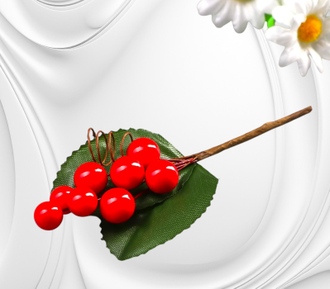 Искусственная веточка "Букетик с ягодками", высота 13 см, цена за 1 веточку