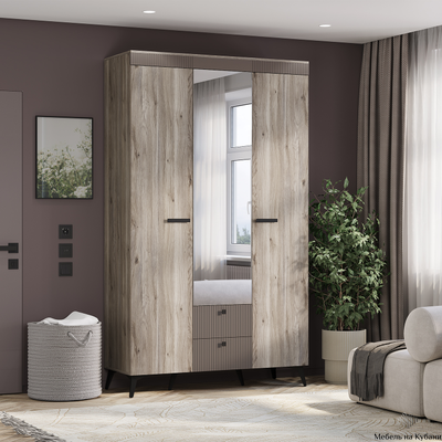 Кассандра ШК-08 шкаф 3-х створчатый Дуб смоки/Дуб смоки, MF-14