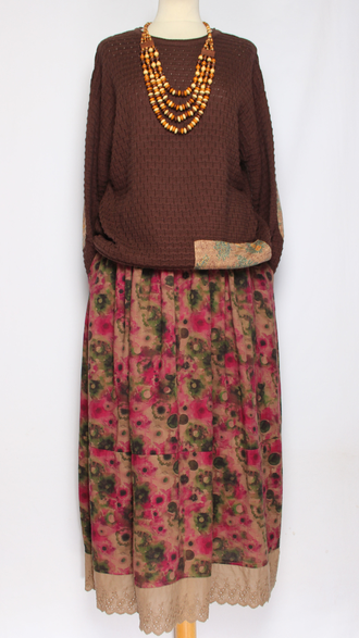 Джемпер ХЛОПОК СОТЫ "НАШИВКИ" L-858 черный, шоколад, бежевый, винный до р.52