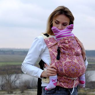 Слинг - эргорюкзак с 5 месяцев розовый\этно