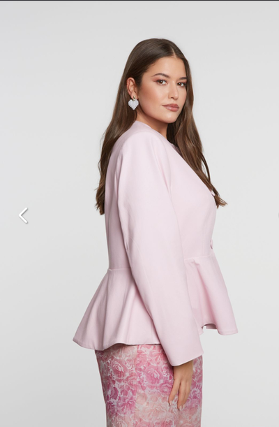 Жакет из ткани с напылением их экокожи