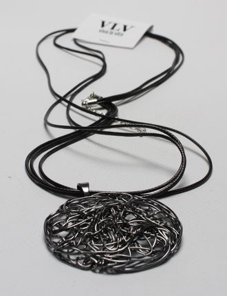 Подвеска "Плетёный круг" темный металл