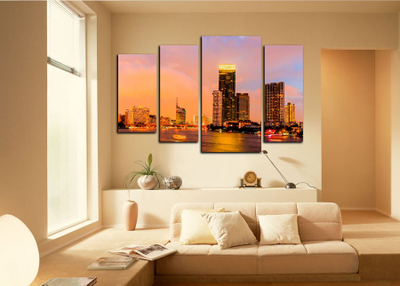 Модульная картина "Небоскребы у воды"