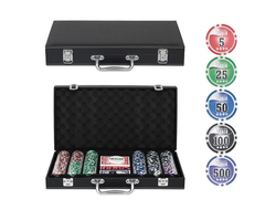 Набор для покера "Leather Black" на 300 фишек