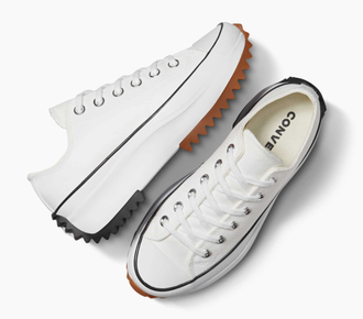 Кеды Converse на платформе низкие с черной полосой белые