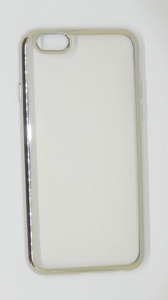 Защитная крышка силиконовая iPhone 6 Plus прозрачная с серебристым бампером