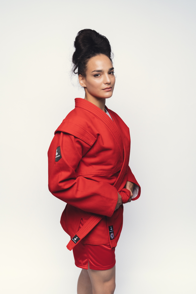 Шорты синтетические для самбо ВФС Bravegard Победа красные